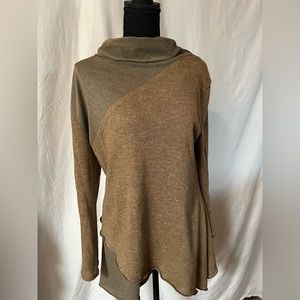 Turtle Neck Two Toned A Line Sweater !